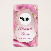 Roze agaat faux folie bijsluiter visitekaartje (Voorkant)