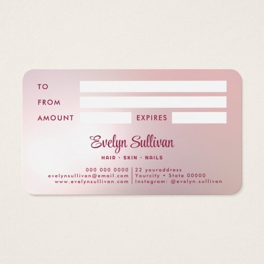 Roze Agaat Faux Folie Gift Kaart (Achterkant)