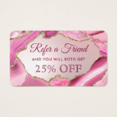 Roze Agaat Faux Folie Referral Kaart (Voorkant)