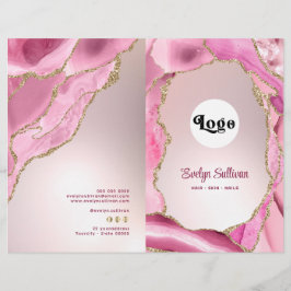 Roze agaat faux folie service menu brochure
