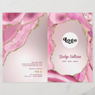 Roze agaat faux folie service menu brochure