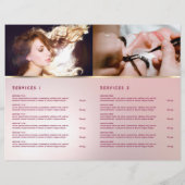 Roze agaat faux folie service menu brochure (Achterkant)