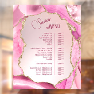 Roze Agaat Faux Folie Services Menu Raamsticker