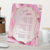 Roze Agaat Faux Folie Services Menu Reclamebord Met Voetstuk (Insitu)