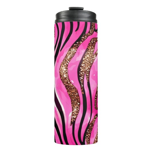 Roze Agaat Glitter Thermische Tumbler 12oz Thermosbeker (Voorkant)