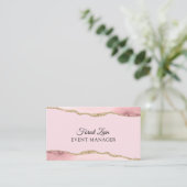 Roze agaat glitter visitekaartje (Staand voorkant)