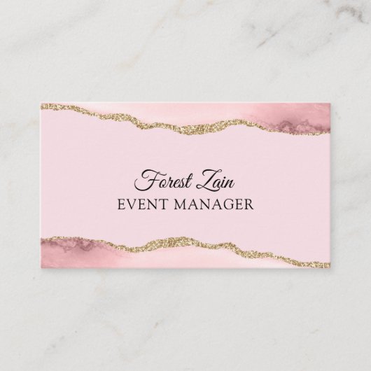 Roze agaat glitter visitekaartje (Voorkant)