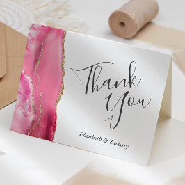 Roze Agaat Goud bruiloft Bedankt Kaart