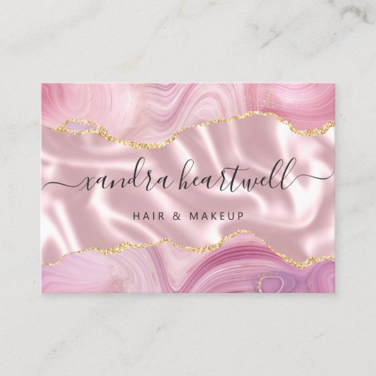 Roze Agaat Goud Glitter Luxe Visitekaartje (Voorkant)