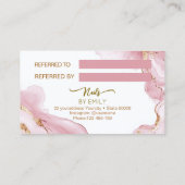 Roze Agaat Marmeren nagelsalon Referral Kaart Klantenkaartje (Achterkant)