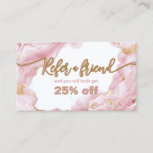 Roze Agaat Marmeren nagelsalon Referral Kaart Klantenkaartje (Voorkant)
