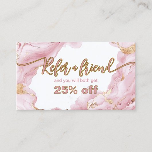 Roze Agaat Marmeren nagelsalon Referral Kaart Klantenkaartje (Voorkant)