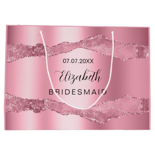 Roze agaat naam elegante bruidsmeisje groot cadeauzakje (Achterkant)