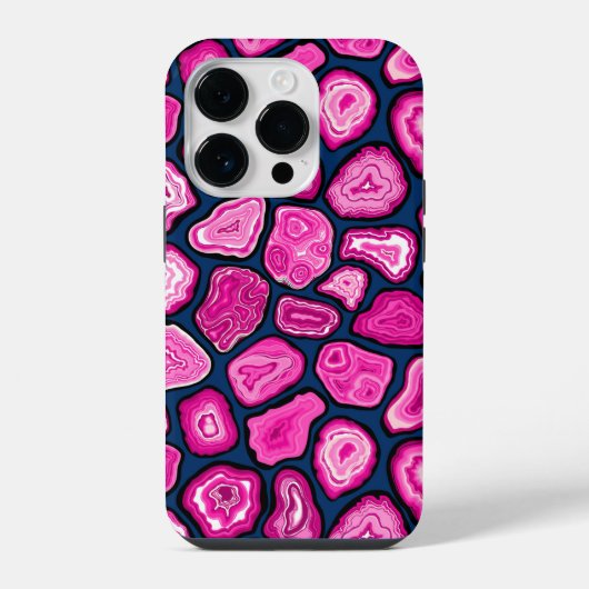Roze agaat plakjes iPhone hoesje (Achterkant)