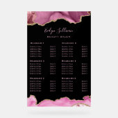 Roze agaat prijslijst acryl bord (Voorkant)