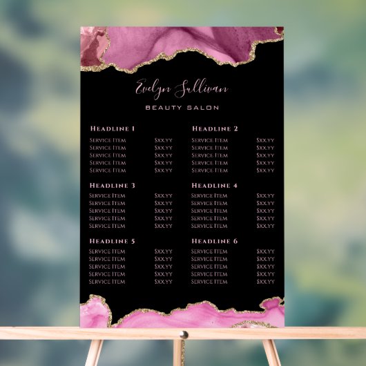 Roze agaat prijslijst acryl bord (Neutraal)