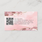 Roze Agaat Script Monogram Gold Glitter QR Visitekaartje (Achterkant)