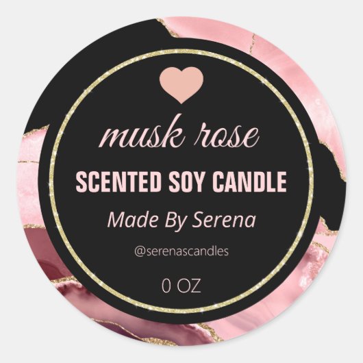 Roze Agaat Soja Kaars Labels (Voorkant)