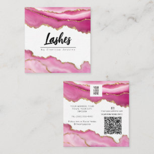 Roze agaat Trendy Moderne Lash Extensions Beauty Vierkante Visitekaartje