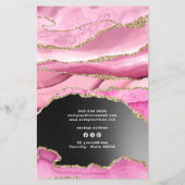 Roze agaat zwart folie prijslijst flyer (Achterkant)