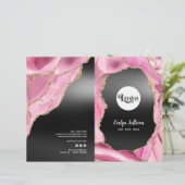 Roze agaat zwart folie service menu brochure (Staand voorkant)
