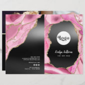 Roze agaat zwart folie service menu brochure (Voorkant / Achterkant)