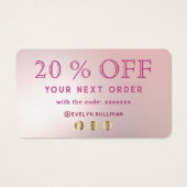 Roze agate faux folie kortingskaart visitekaartje (Achterkant)