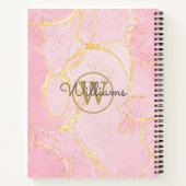 Roze Agate Geode Gouden Monogram Schrift Notitieboek (Achterkant)