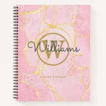 Roze Agate Geode Gouden Monogram Schrift