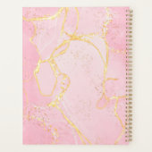 Roze Agate Geode Groene Monogram Naam 2023 Planner (Achterkant)