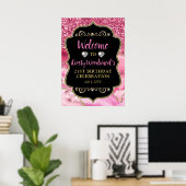 Roze Agate Geode Plakken en Gouden Glitter Verjaar Poster (Thuiskantoor)