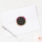 Roze Agate Geode Plakken & Goud Klein Bedrijf Ronde Sticker (Envelop)