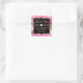 Roze Agate Geode Plakken & Goud Klein Bedrijf Vierkante Sticker (Tas)