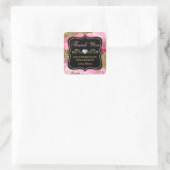 Roze Agate Geode Plakken & Goud Klein Bedrijf Vierkante Sticker (Tas)