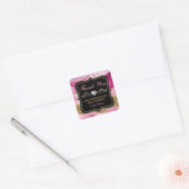 Roze Agate Geode Plakken & Goud Klein Bedrijf Vierkante Sticker (Envelop)