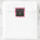 Roze Agate Geode Plakken & Gouden Glitters Verjaar Vierkante Sticker (Tas)