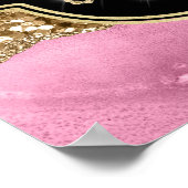Roze Agate Geode Slices en Gold Glitter Birthday Poster (Hoek)