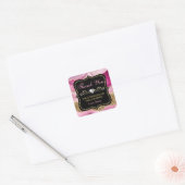 Roze Agate Geode Slicks & Gold Small Business Vierkante Sticker (Envelop)
