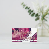 Roze Agate Geode Stone Roos Gold Massage Therapist Visitekaartje (Staand voorkant)