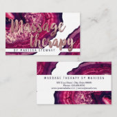 Roze Agate Geode Stone Roos Gold Massage Therapist Visitekaartje (Voorkant / Achterkant)