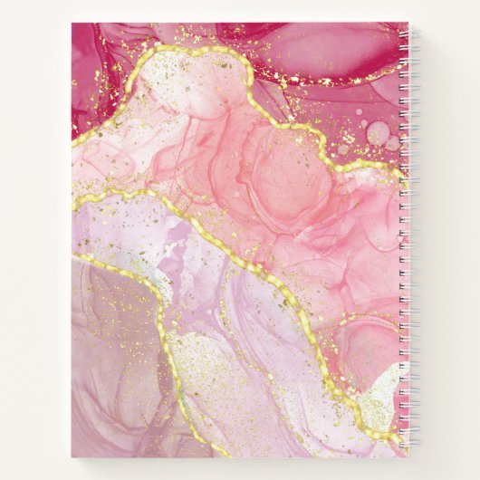 Roze Agate Gold Glitter Marble Geode Notitieboek (Achterkant)