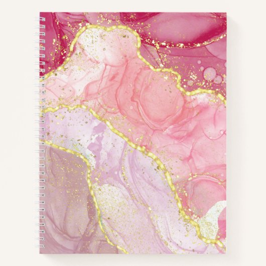 Roze Agate Gold Glitter Marble Geode Notitieboek (Voorkant)