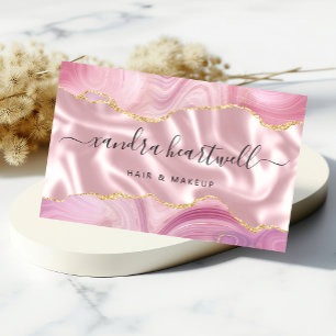 Roze Agate Goud Glitter Luxe Visitekaartje