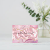Roze Agate Goud Glitter Luxe Visitekaartje (Staand voorkant)