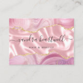 Roze Agate Goud Glitter Luxe Visitekaartje (Voorkant)