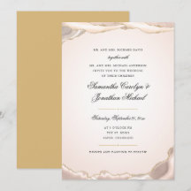Roze Agate Gouden Glitter Script Bruiloft