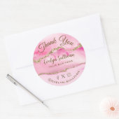 Roze Agate Hartelijk dank Ronde Sticker (Envelop)