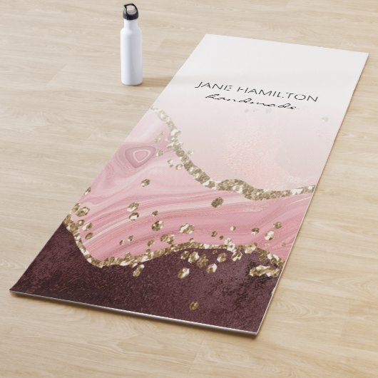 Roze Agate Marmer Glitter Trainingsmat Yogamat (In situ)