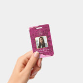 Roze Agate Marmer Zakelijk Logo Bedrijfs-ID Badge (Handheld)