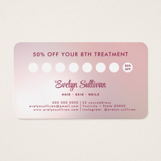 Roze Agate Nep-Folie Loyaltykaart Visitekaartje (Achterkant)